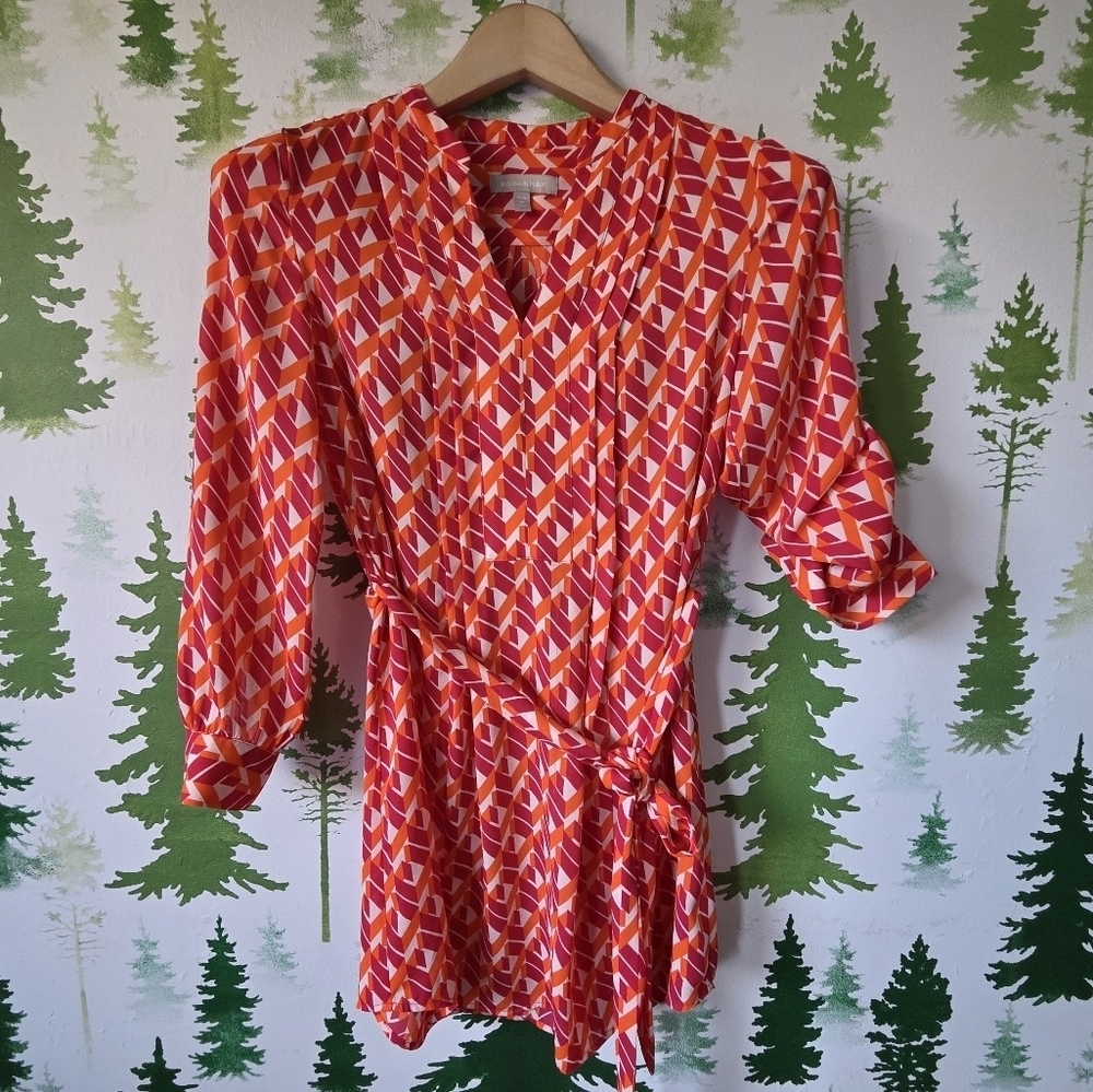 Banana Republic Red and Orange Patterned Dress.